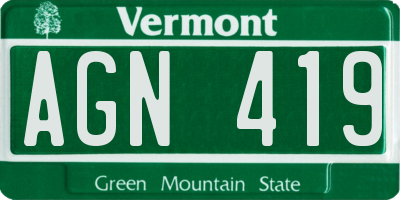 VT license plate AGN419