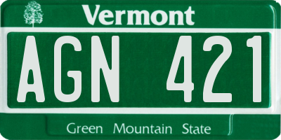 VT license plate AGN421
