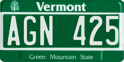 VT license plate AGN425