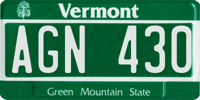 VT license plate AGN430