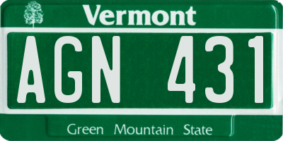 VT license plate AGN431