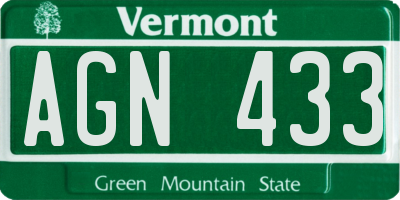 VT license plate AGN433