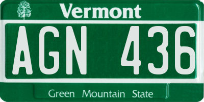 VT license plate AGN436