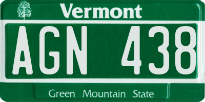 VT license plate AGN438