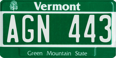 VT license plate AGN443