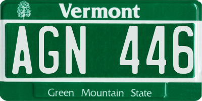VT license plate AGN446