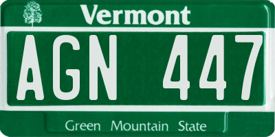 VT license plate AGN447