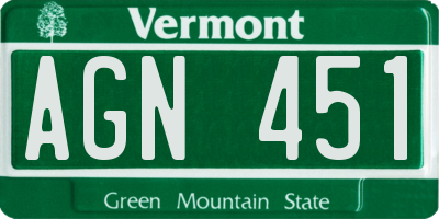 VT license plate AGN451
