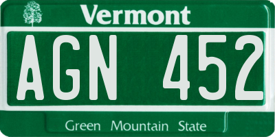 VT license plate AGN452