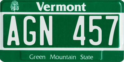 VT license plate AGN457