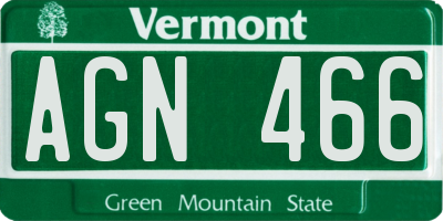 VT license plate AGN466
