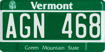 VT license plate AGN468