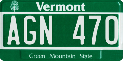 VT license plate AGN470