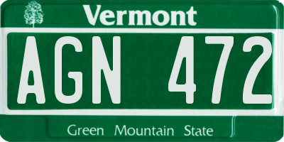 VT license plate AGN472
