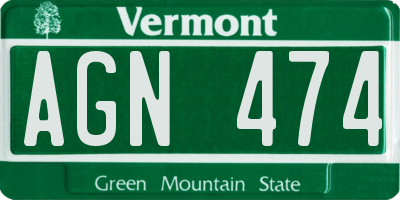 VT license plate AGN474