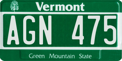 VT license plate AGN475