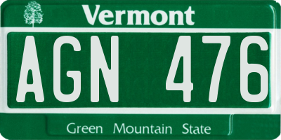VT license plate AGN476