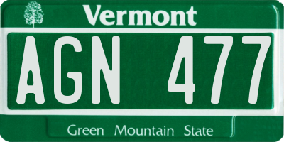VT license plate AGN477