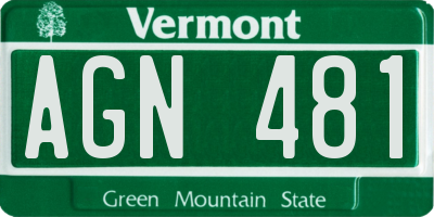 VT license plate AGN481