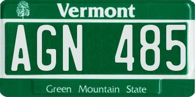 VT license plate AGN485
