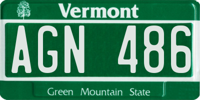 VT license plate AGN486