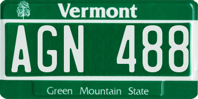 VT license plate AGN488