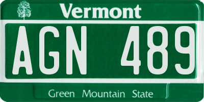VT license plate AGN489