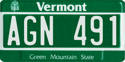 VT license plate AGN491