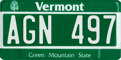VT license plate AGN497