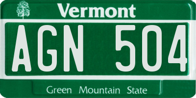 VT license plate AGN504