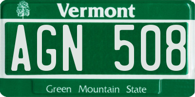 VT license plate AGN508