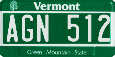 VT license plate AGN512