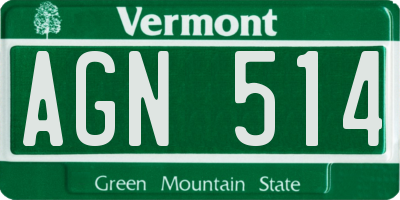 VT license plate AGN514