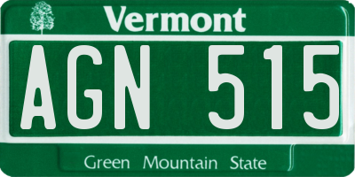 VT license plate AGN515
