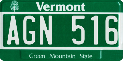 VT license plate AGN516