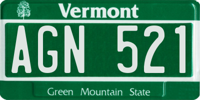 VT license plate AGN521