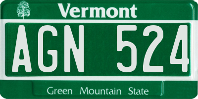 VT license plate AGN524