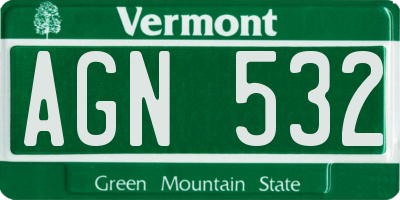 VT license plate AGN532