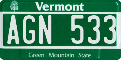 VT license plate AGN533