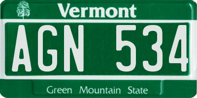 VT license plate AGN534