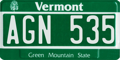 VT license plate AGN535