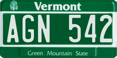 VT license plate AGN542