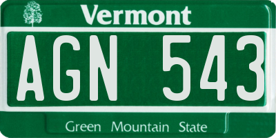 VT license plate AGN543