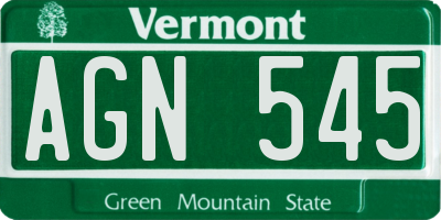 VT license plate AGN545