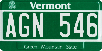 VT license plate AGN546