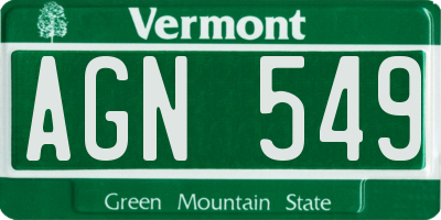 VT license plate AGN549