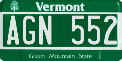 VT license plate AGN552