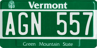 VT license plate AGN557