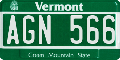 VT license plate AGN566