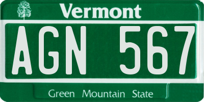 VT license plate AGN567